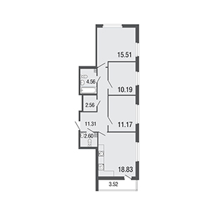 3-комнатная, 88.4 м² — ЖК ЖК ЭкоСити