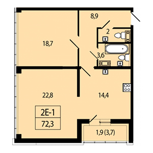 2-комнатная, 72.3 м² — ЖК ЖК Аист
