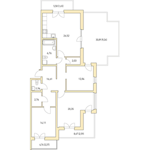 3-комнатная, 117.2 м² — ЖК ЖК Горки Парк