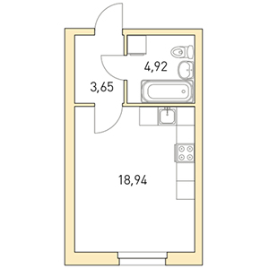 Студия, 27.51 м² — ЖК ЖК Горки Парк