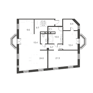 2-комнатная, 115 м² — ЖК ЖК Артхаус