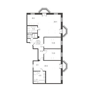 3-комнатная, 140 м² — ЖК ЖК Артхаус