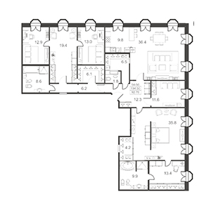 5-комнатная, 194 м² — ЖК ЖК Артхаус