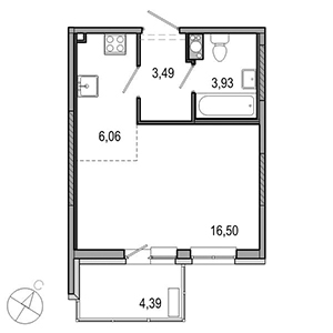 1-комнатная, 29.98 м² — ЖК ЖК ТАРМО