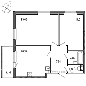 1-комнатная, 69.02 м² — ЖК ЖК ТАРМО