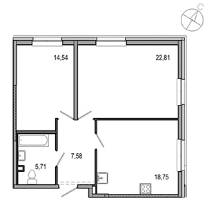 2-комнатная, 69.39 м² — ЖК ЖК ТАРМО
