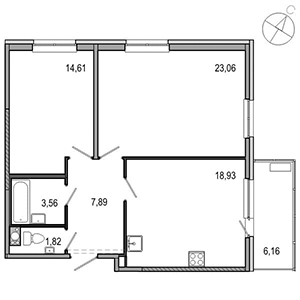 2-комнатная, 69.48 м² — ЖК ЖК ТАРМО