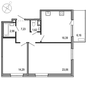 3-комнатная, 65.17 м² — ЖК ЖК ТАРМО