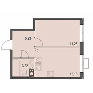 1-комнатная, 32.1 м² — ЖК ЖК Новоорловский