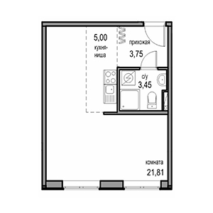 1-комнатная, 34.01 м² — ЖК ЖК Новоорловский