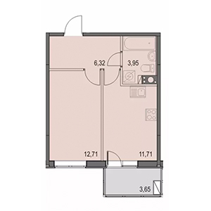 1-комнатная, 35 м² — ЖК ЖК Новоорловский