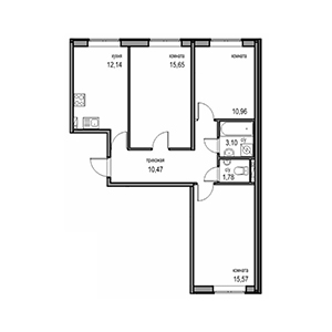 3-комнатная, 69.67 м² — ЖК ЖК Новоорловский