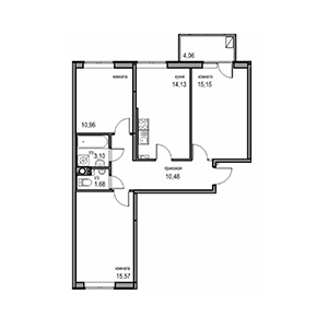 3-комнатная, 71.07 м² — ЖК ЖК Новоорловский