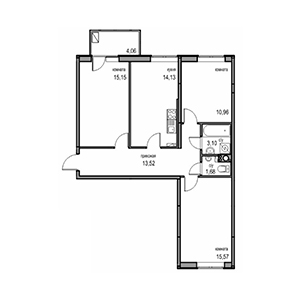 3-комнатная, 74.11 м² — ЖК ЖК Новоорловский