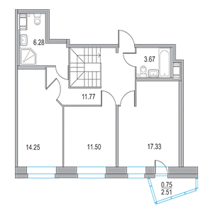 4-комнатная, 110.12 м² — ЖК ЖК Приморский квартал