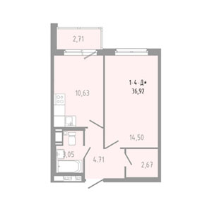1-комнатная, 36.92 м² — ЖК ЖК Вало (Valo)