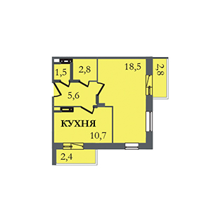 1-комнатная, 40.6 м² — ЖК ЖК ЗемлЯнино
