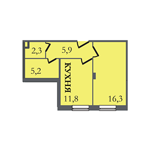 1-комнатная, 41.5 м² — ЖК ЖК ЗемлЯнино