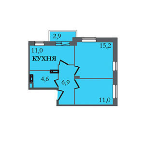 2-комнатная, 49.6 м² — ЖК ЖК ЗемлЯнино