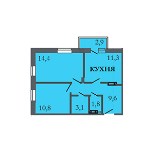 2-комнатная, 51.9 м² — ЖК ЖК ЗемлЯнино