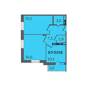 2-комнатная, 55 м² — ЖК ЖК ЗемлЯнино