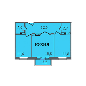2-комнатная, 58.6 м² — ЖК ЖК ЗемлЯнино