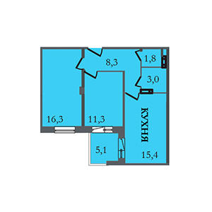 2-комнатная, 58.7 м² — ЖК ЖК ЗемлЯнино