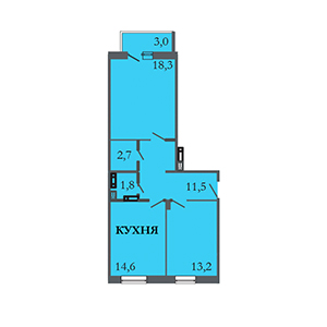 2-комнатная, 63 м² — ЖК ЖК ЗемлЯнино