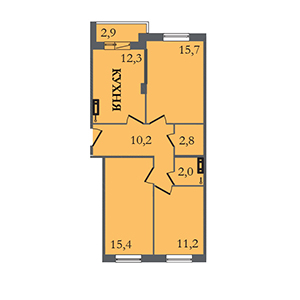 3-комнатная, 70.5 м² — ЖК ЖК ЗемлЯнино