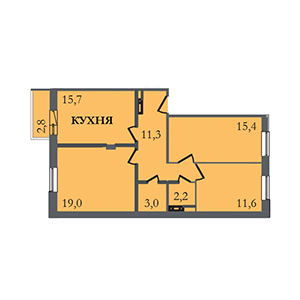 3-комнатная, 79 м² — ЖК ЖК ЗемлЯнино