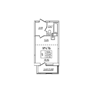 1-комнатная, 24.51 м² — ЖК ЖК Лиговский Сити