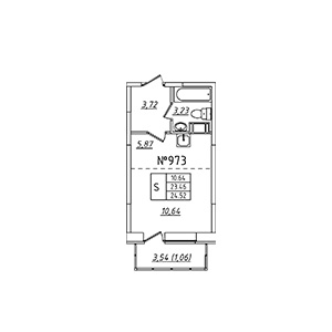 1-комнатная, 24.52 м² — ЖК ЖК Лиговский Сити