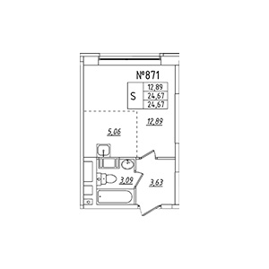 1-комнатная, 24.67 м² — ЖК ЖК Лиговский Сити