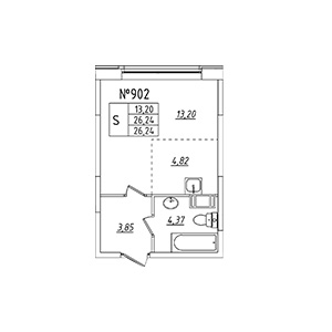 1-комнатная, 26.24 м² — ЖК ЖК Лиговский Сити