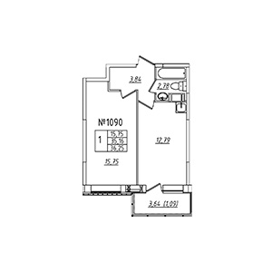 1-комнатная, 36.25 м² — ЖК ЖК Лиговский Сити