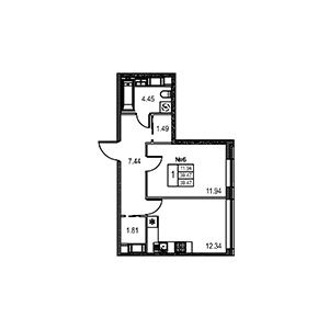 2-комнатная, 39.47 м² — ЖК ЖК Лиговский Сити