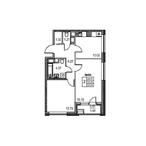 2-комнатная, 53.64 м² — ЖК ЖК Лиговский Сити