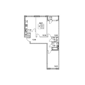 3-комнатная, 78.18 м² — ЖК ЖК Лиговский Сити