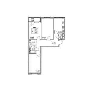 3-комнатная, 78.84 м² — ЖК ЖК Лиговский Сити