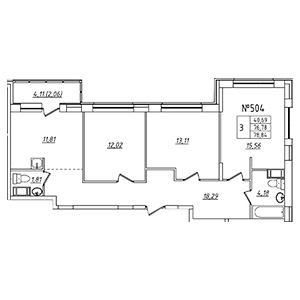 3-комнатная, 78.84 м² — ЖК ЖК Лиговский Сити