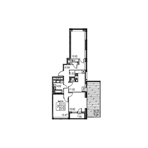 3-комнатная, 81.78 м² — ЖК ЖК Лиговский Сити