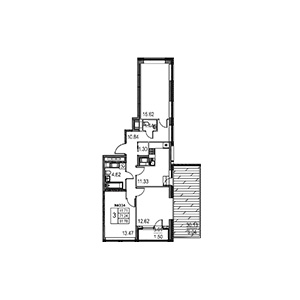 3-комнатная, 81.78 м² — ЖК ЖК Лиговский Сити