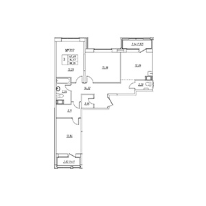 3-комнатная, 88.12 м² — ЖК ЖК Лиговский Сити