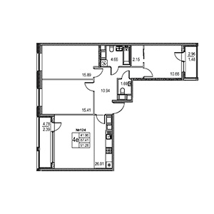 3-комнатная, 91.28 м² — ЖК ЖК Лиговский Сити