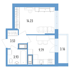 1-комнатная, 33.1 м² — ЖК ЖК Магеллан