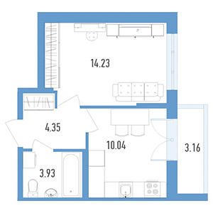 1-комнатная, 36.5 м² — ЖК ЖК Магеллан