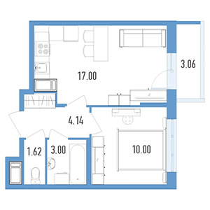 1-комнатная, 33 м² — ЖК ЖК Магеллан
