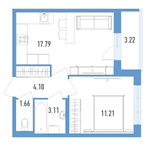 1-комнатная, 36.5 м² — ЖК ЖК Магеллан