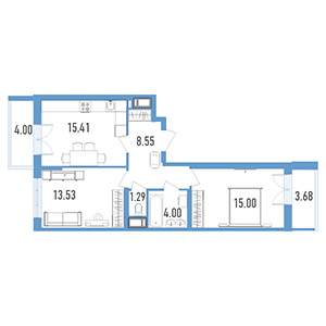2-комнатная, 62.2 м² — ЖК ЖК Магеллан