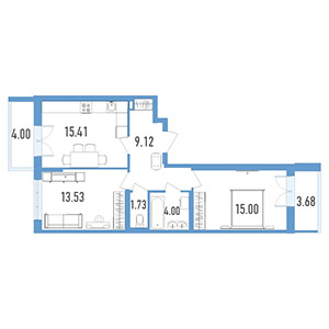 2-комнатная, 57.2 м² — ЖК ЖК Магеллан